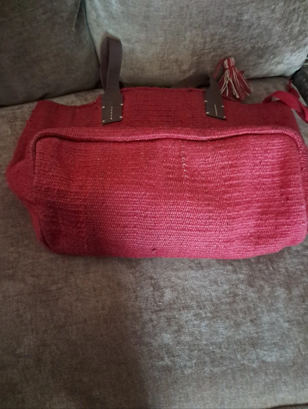 J JILL JUTE TOTE WITH LEATHER HANDLES - Picture 3 of 6